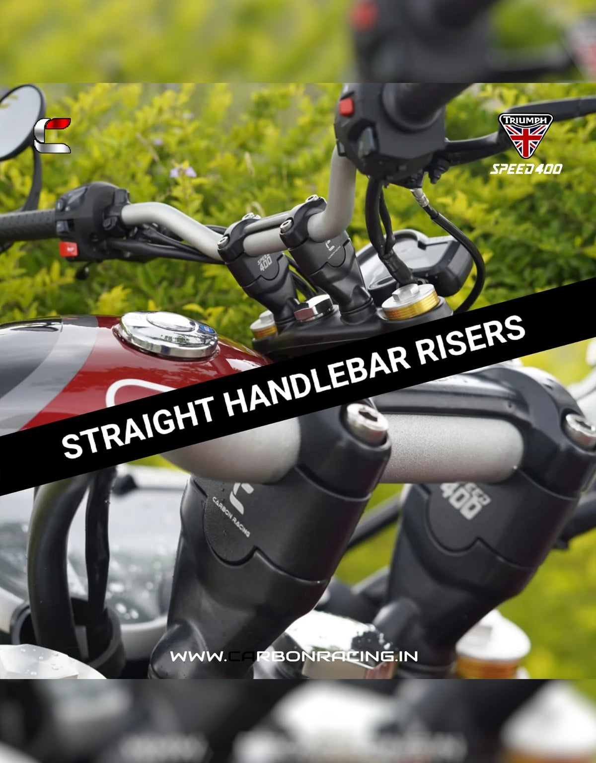 Carbon Racing Triumph Speed 400 Straight Handlebar Risers 27mm