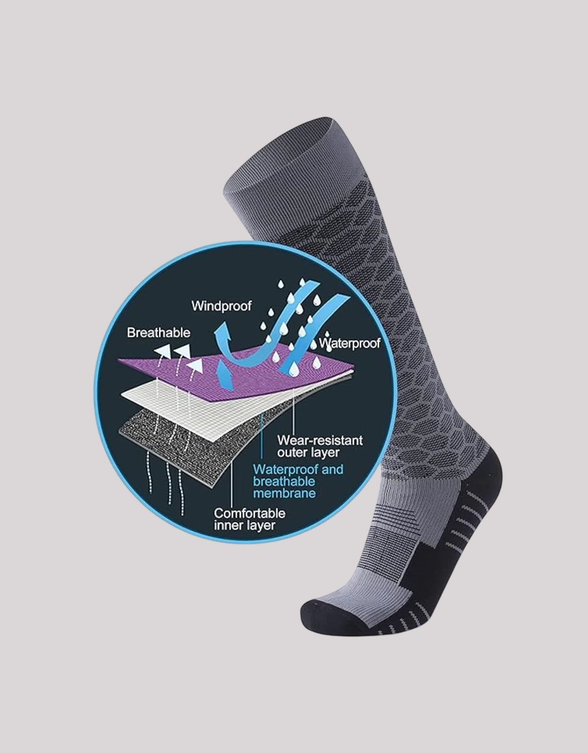 Randy Sun Knee High Waterproof Socks X144