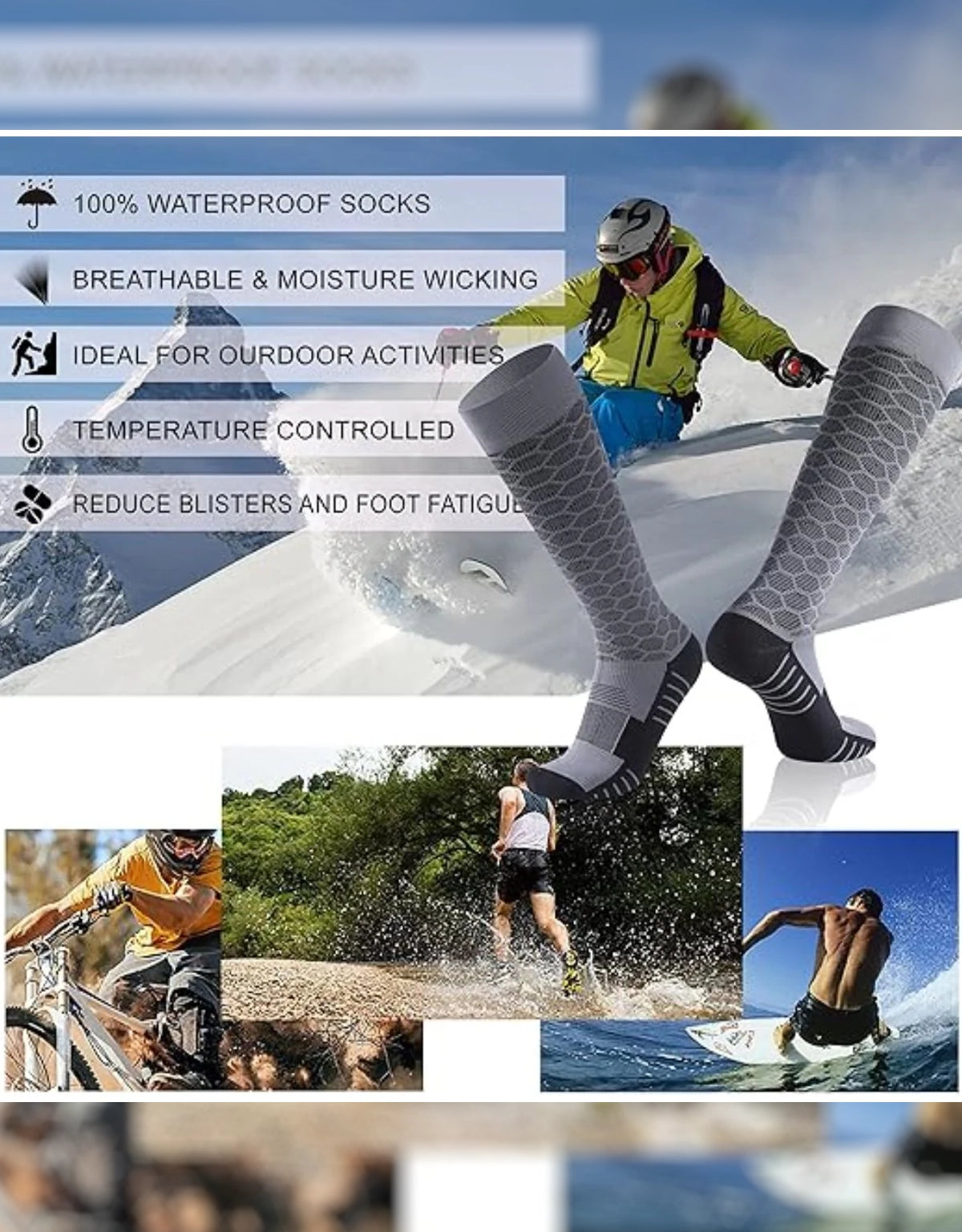 Randy Sun Knee High Waterproof Socks X144