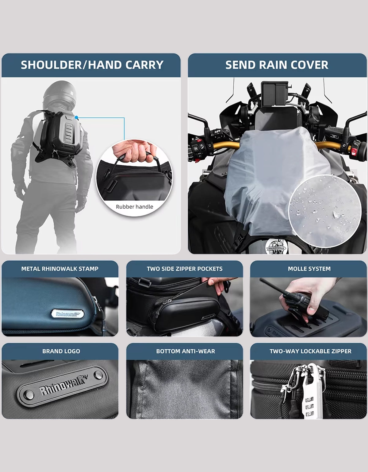 Rhinowalk 15-18L Tankbag / Tailbag MTR3001