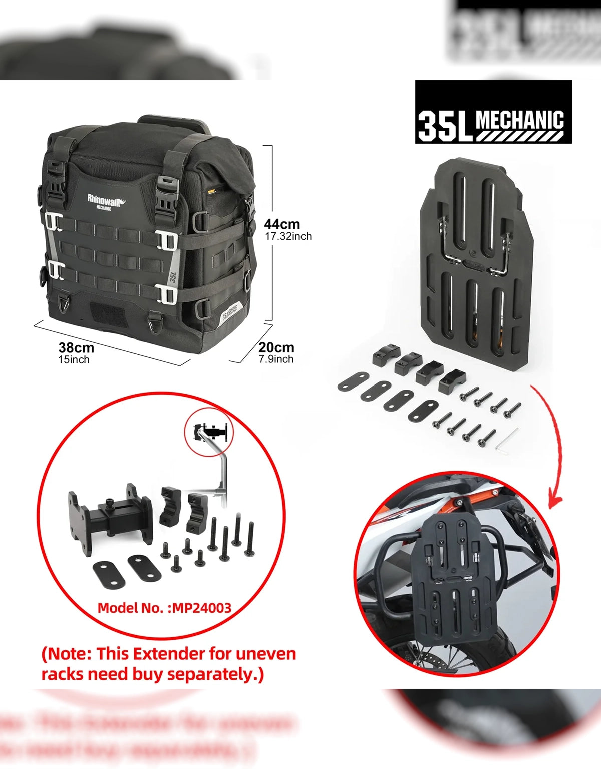 Rhinowalk 35L Mechanic Quick Release Pannier Bags (Pair)