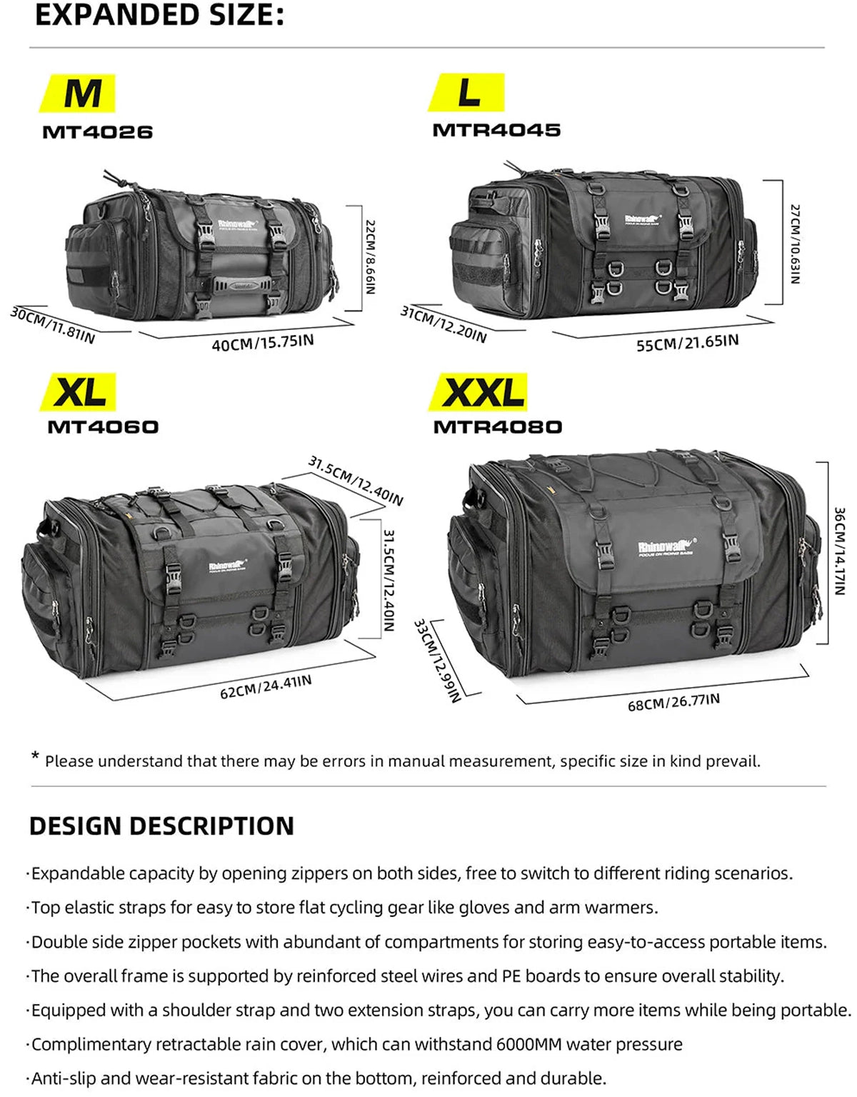 Rhinowalk Tail Bag 40-60L