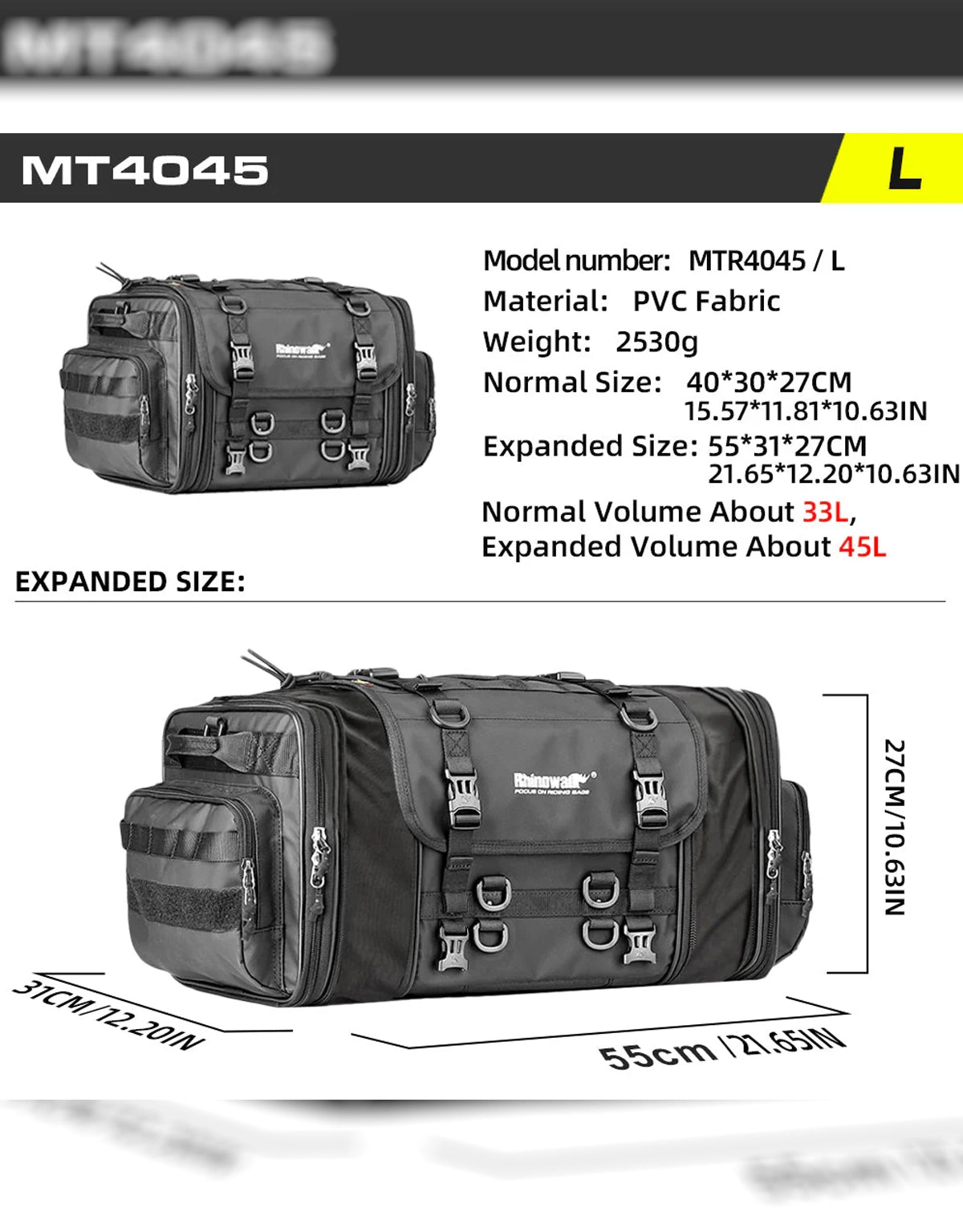 Rhinowalk Tail Bag 40-60L