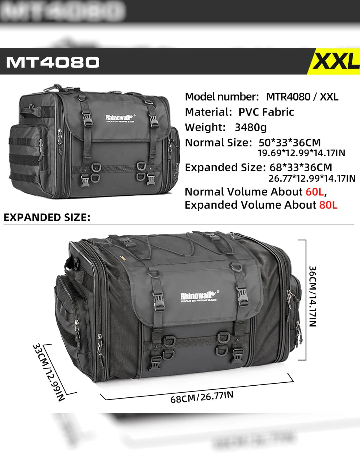 Rhinowalk Tail Bag 40-60L
