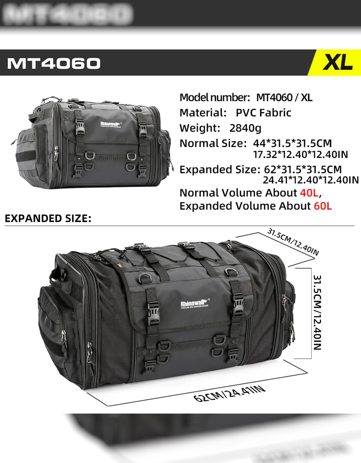 Rhinowalk Tail Bag 40-60L