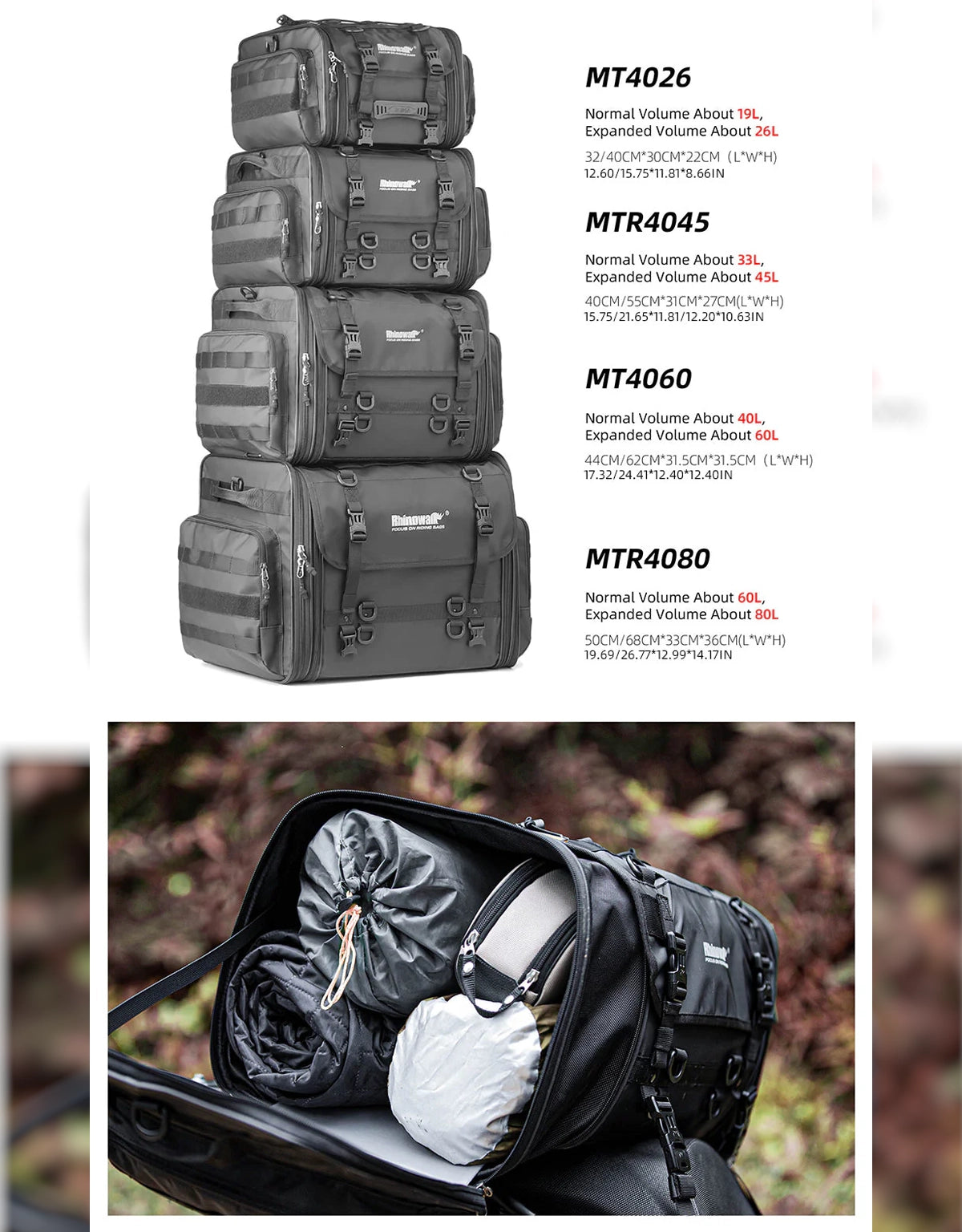 Rhinowalk Tail Bag 40-60L