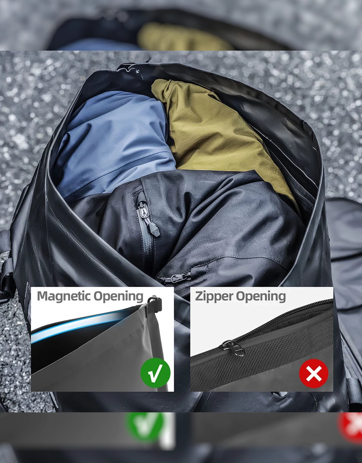 Rhinowalk Warrior Series 40L Waterproof Duffle Bag Black