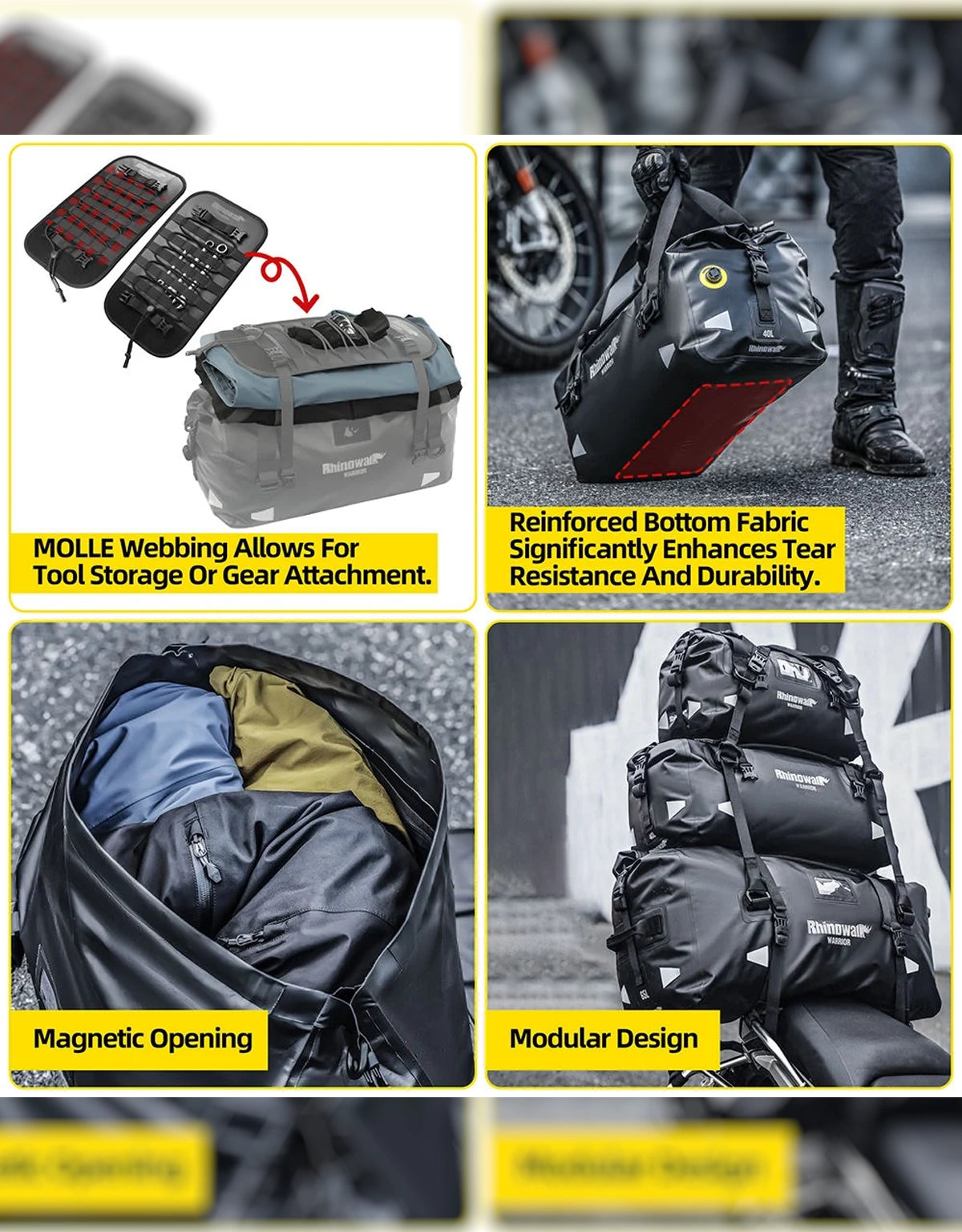 Rhinowalk Warrior Series 65L Waterproof Duffle Bag Black