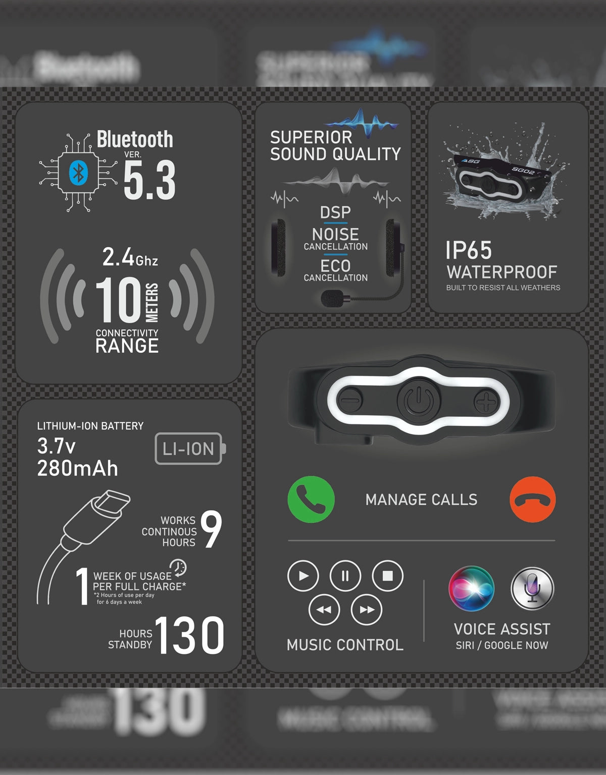 SG-02 Bluetooth Helmet Headset